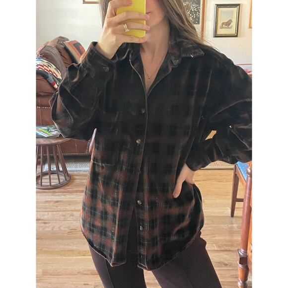 Vintage Velvet Plaid Oversized Button Down - Picture 1 of 5